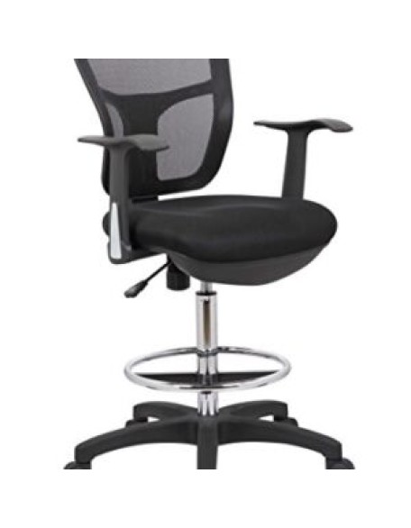 Drafting Chair with Foot Ring, Mesh Back Drafting Clerk Stool, Adjustable Height, Removable Arms Swivel Chair for Office Home