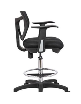 Drafting Chair with Foot Ring, Mesh Back Drafting Clerk Stool, Adjustable Height, Removable Arms Swivel Chair for Office Home