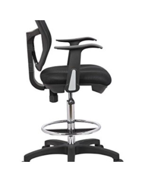 Drafting Chair with Foot Ring, Mesh Back Drafting Clerk Stool, Adjustable Height, Removable Arms Swivel Chair for Office Home