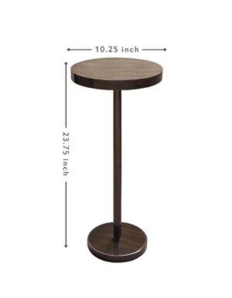 Pedestal Side Table, Drink Table, Small End Table, Martini Table for Living Room, Dorm, Home Office and Bedroom, Distressed Finish, Brown