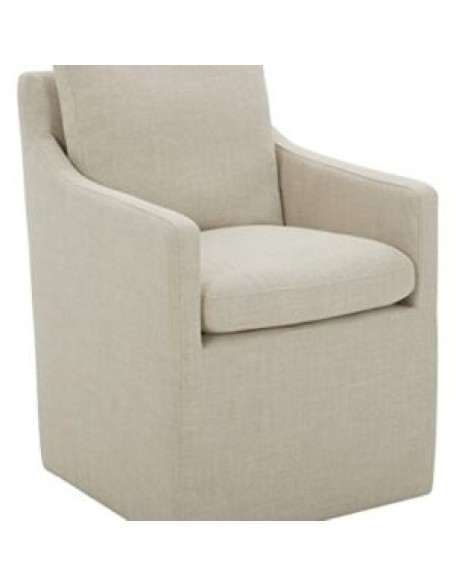 Vivianne Modern Upholstered Dining Chair with Casters, 24.4"W, Linen