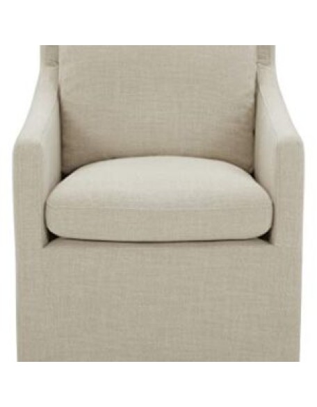 Vivianne Modern Upholstered Dining Chair with Casters, 24.4"W, Linen