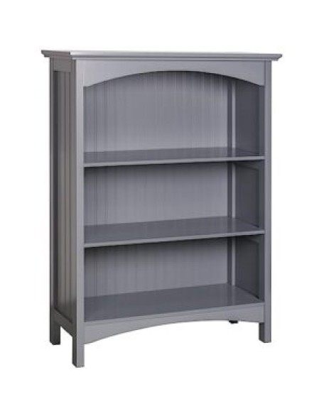 3 Tier Bookcase with 2 Arched Supports, 40 Inches, Gray