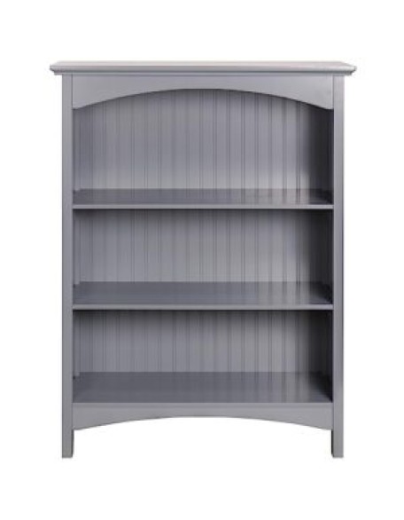 3 Tier Bookcase with 2 Arched Supports, 40 Inches, Gray