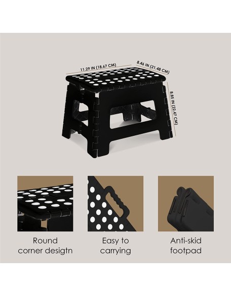 9 Inch Folding Step Stool With Carry Handle & Anti Skid Footpad For Ki