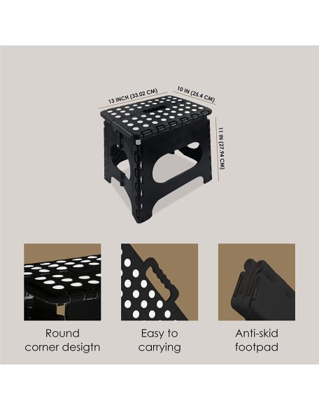 Foldable 11 Inch Step Stool With Carry Handle & Anti Skid Footpad For 