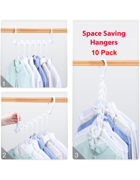 Space Saving Plastic Magic Hangers 10 Pack White