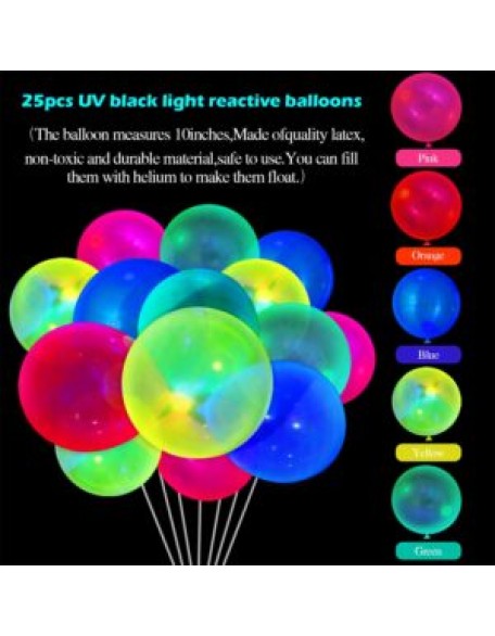 31 Pieces Glow Neon Party Supplies UV Reactive Set Fluorescent Hanging Paper Fans Black Light Glow Balloons Neon Paper Fans and Balloons Party Decorations for Glow Parties Birthdays Weddings