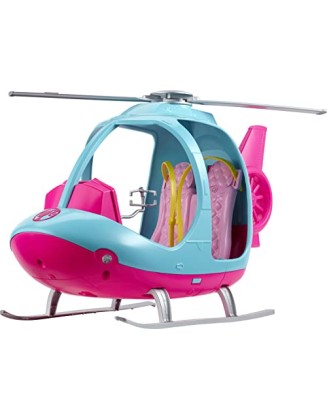 Barbie Helicopter with Spinning Rotors, Pink and Blue 2-Seater Design with Seatbelts and Pilot "Controls"