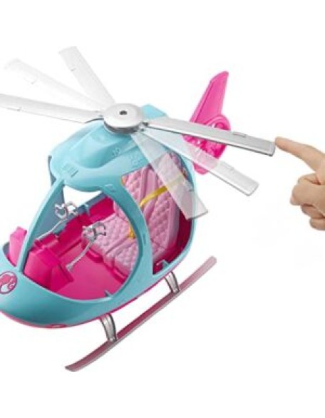 Barbie Helicopter with Spinning Rotors, Pink and Blue 2-Seater Design with Seatbelts and Pilot "Controls"