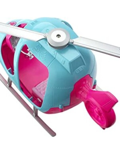 Barbie Helicopter with Spinning Rotors, Pink and Blue 2-Seater Design with Seatbelts and Pilot "Controls"